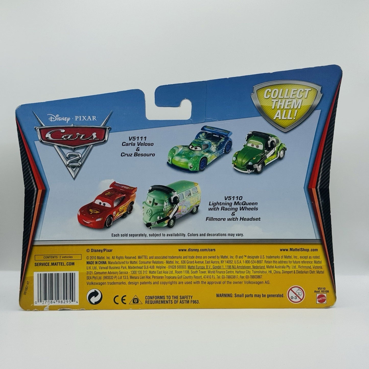 Disney Pixar Cars - WGP MCQUEEN & RACE TEAM FILLMORE WITH HEADSET - 1:55 Diecast