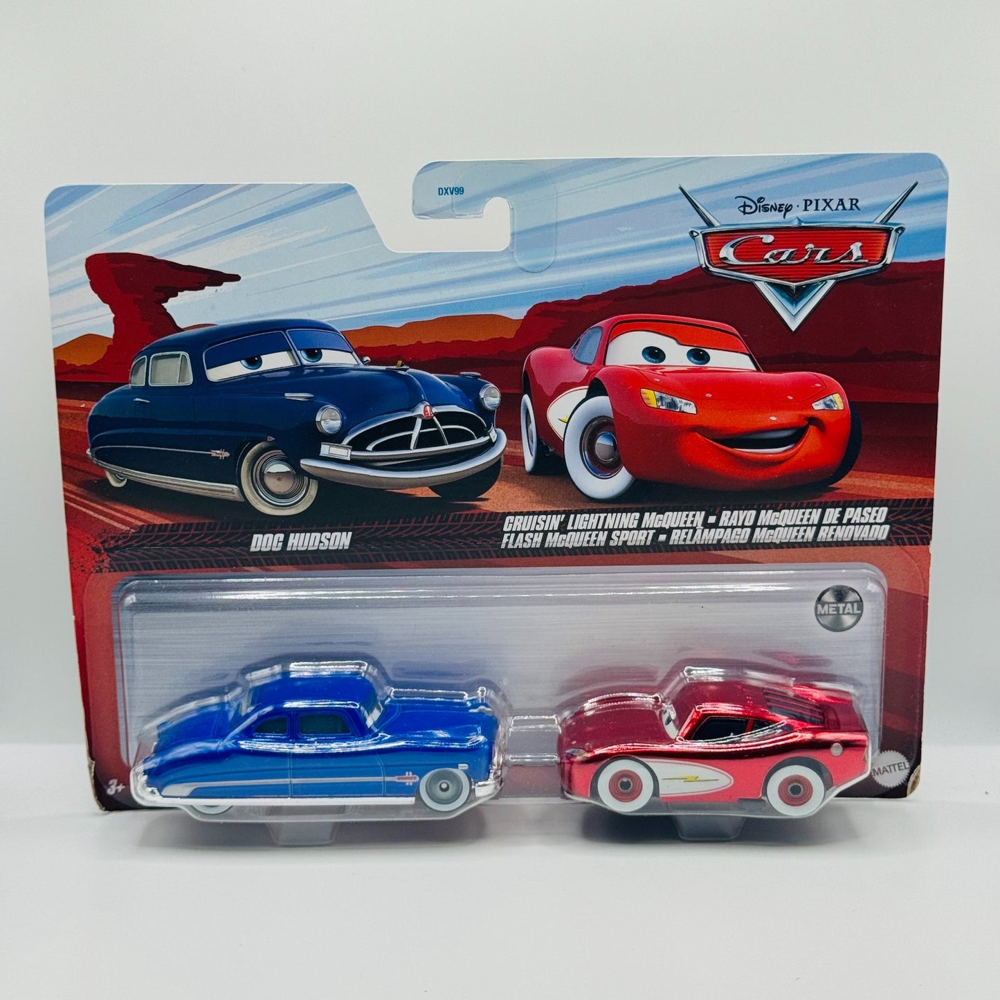Disney Pixar Cars - CRUISIN' MCQUEEN BUMPER STICKERS & DOC HUDSON - 1:55 Diecast