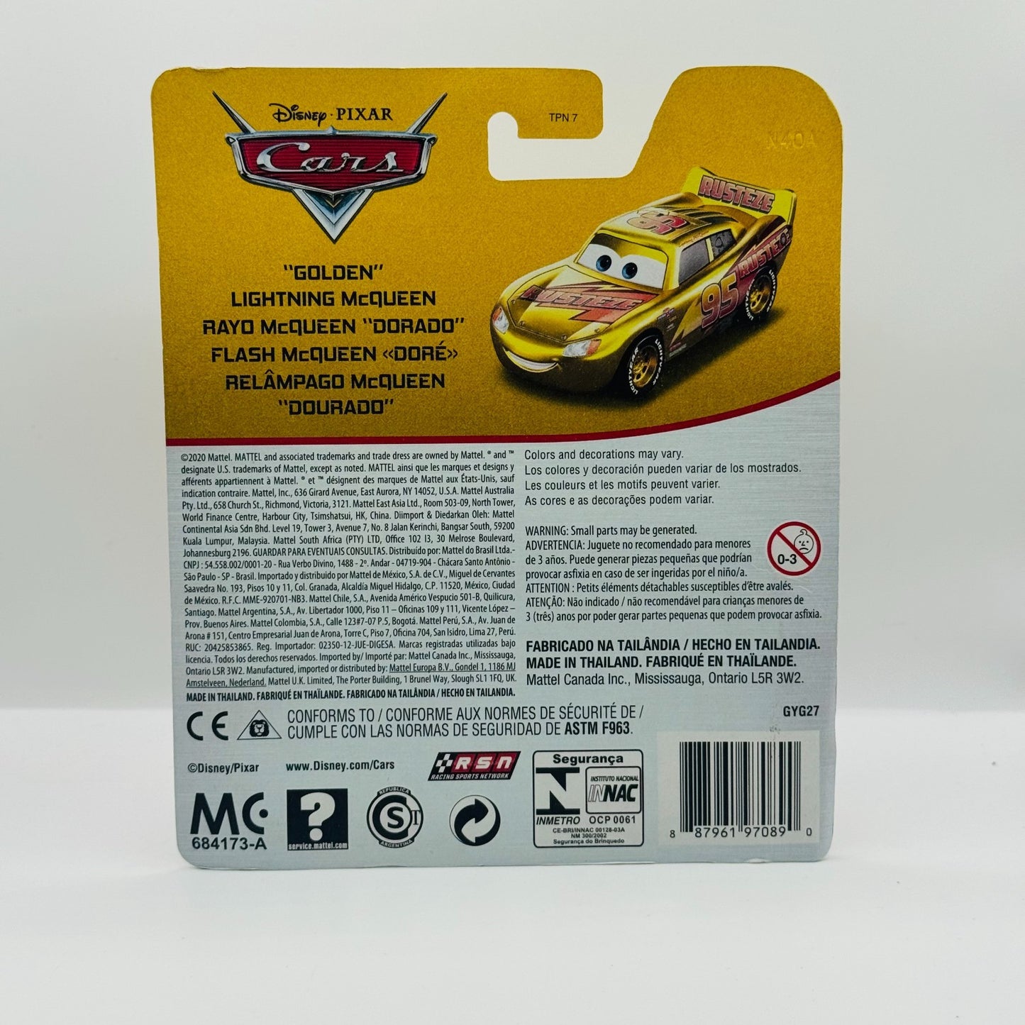 Disney Pixar Cars - GOLD GOLDEN LIGHTNING MCQUEEN 2020 - 1:55 Diecast
