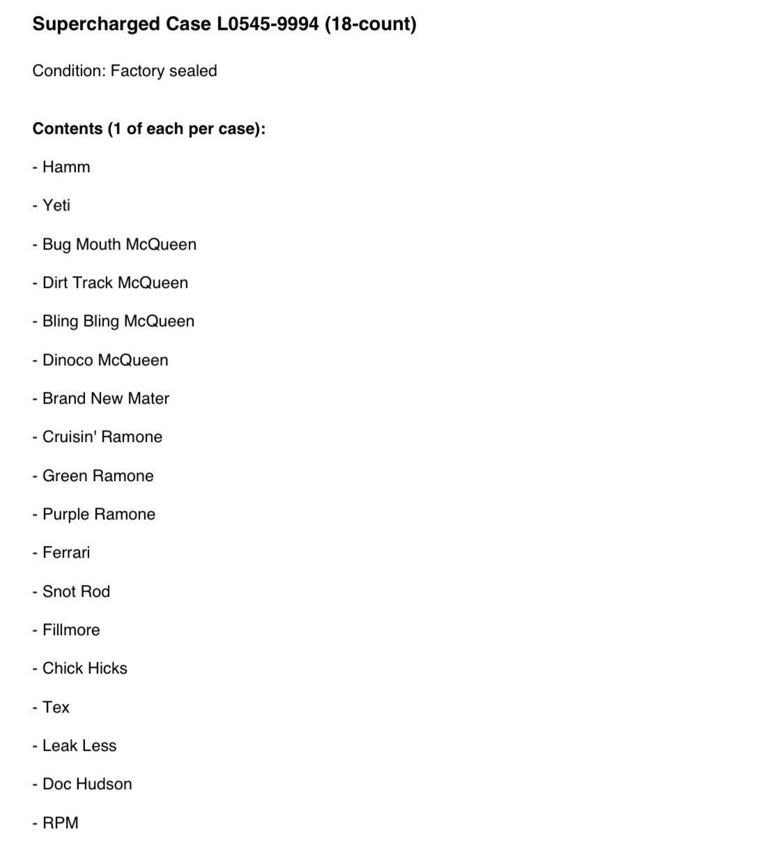 Disney Pixar Cars - 2007 SUPERCHARGED L0545-9994 CASE W/ POSTERS - 1:55 Diecast