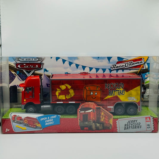 Disney Pixar Cars JERRY RECYCLED BATTERIES HAULER Race O Rama 2009 1:55 Diecast