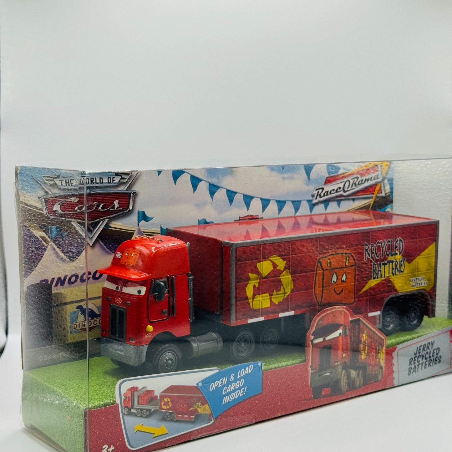 Disney Pixar Cars JERRY RECYCLED BATTERIES HAULER Race O Rama 2009 1:55 Diecast