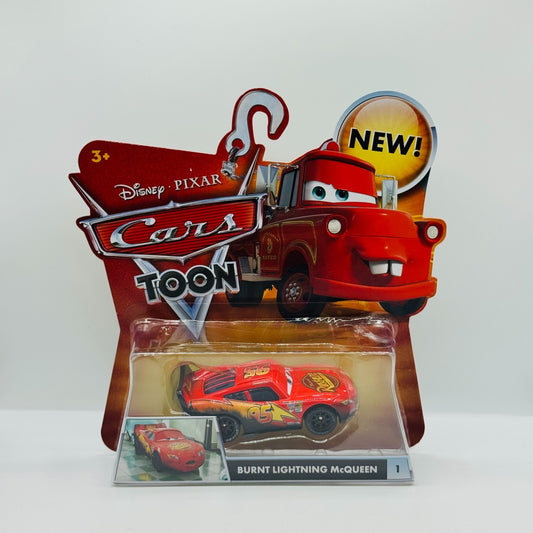Disney Pixar Cars Toon - BURNT LIGHTNING MCQUEEN Rescue Squad Mater 1:55 Diecast