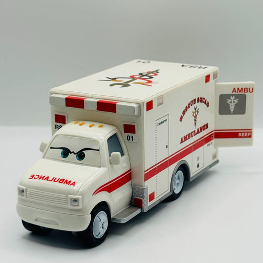 Disney Pixar Cars - RESCUE SQUAD AMBULANCE OPENING DOORS *NEAR MINT* 1:55 Scale