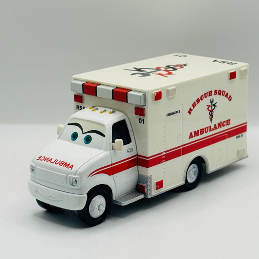 Disney Pixar Cars Toon - RESCUE SQUAD AMBULANCE Rescue Squad Mater- 1:55 Diecast