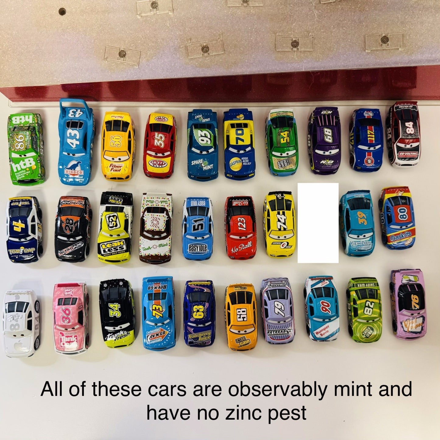 Disney Pixar Cars RLC MOTOR SPEEDWAY OF THE SOUTH SET APPLE CAR 1/1000 COMPLETE