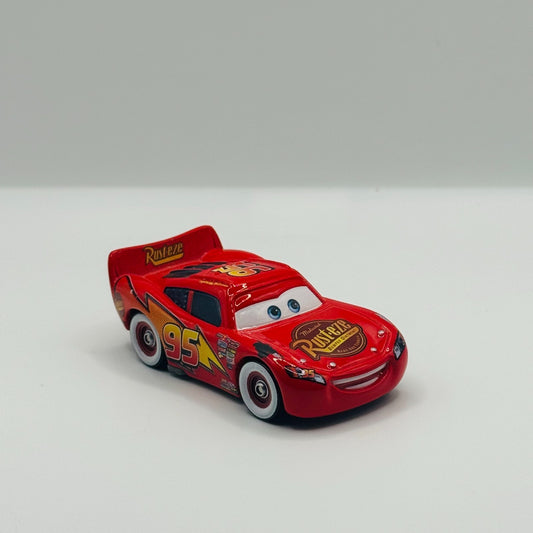 Disney Pixar Cars WHITEWALLS LIGHTNING MCQUEEN WITH BUMPER STICKER 1:55 Diecast