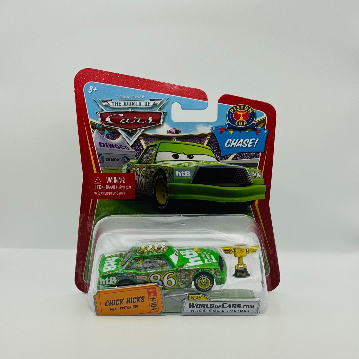 Disney Pixar Cars - CHICK HICKS WITH PISTON CUP TROPHY Chase 2009 - 1:55 Diecast