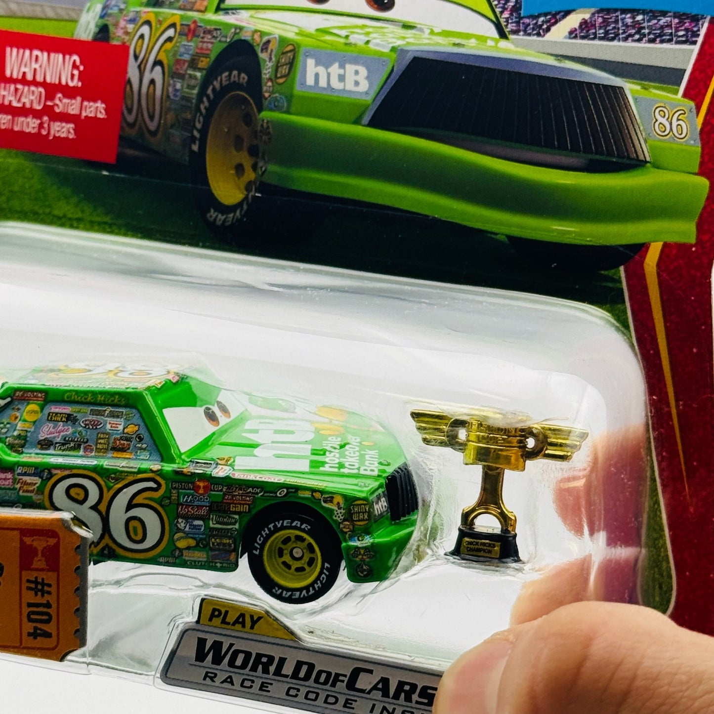 Disney Pixar Cars - CHICK HICKS WITH PISTON CUP TROPHY Chase 2009 - 1:55 Diecast