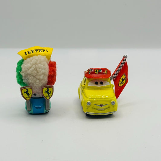 Disney Pixar Cars - FERRARI FANS LUIGI & GUIDO (1 Missing Flag) - 1:55 Diecast
