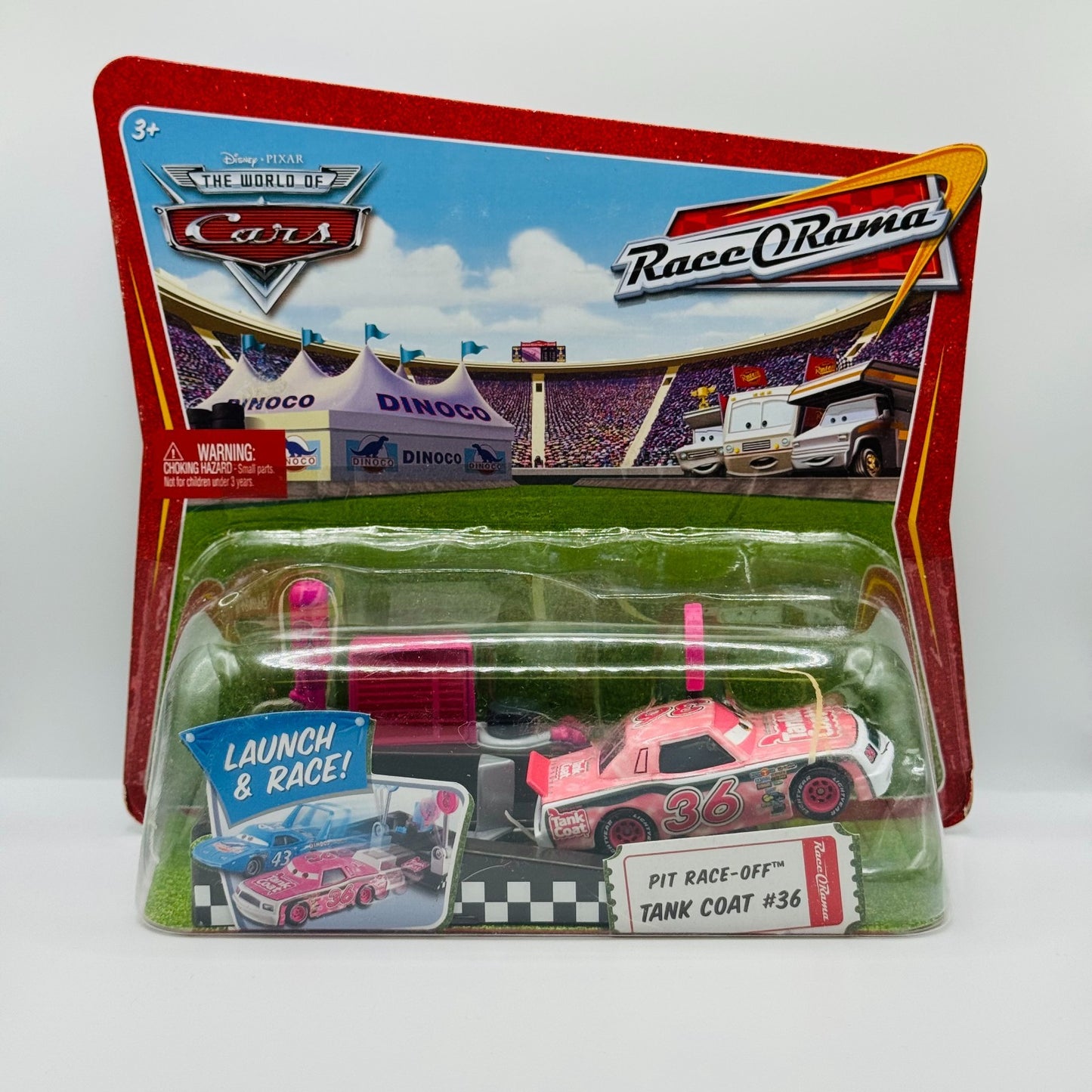 Disney Pixar Cars PIT RACE-OFF LAUNCHER TANK COAT EUGENE CARBURESKI 1:55 Diecast