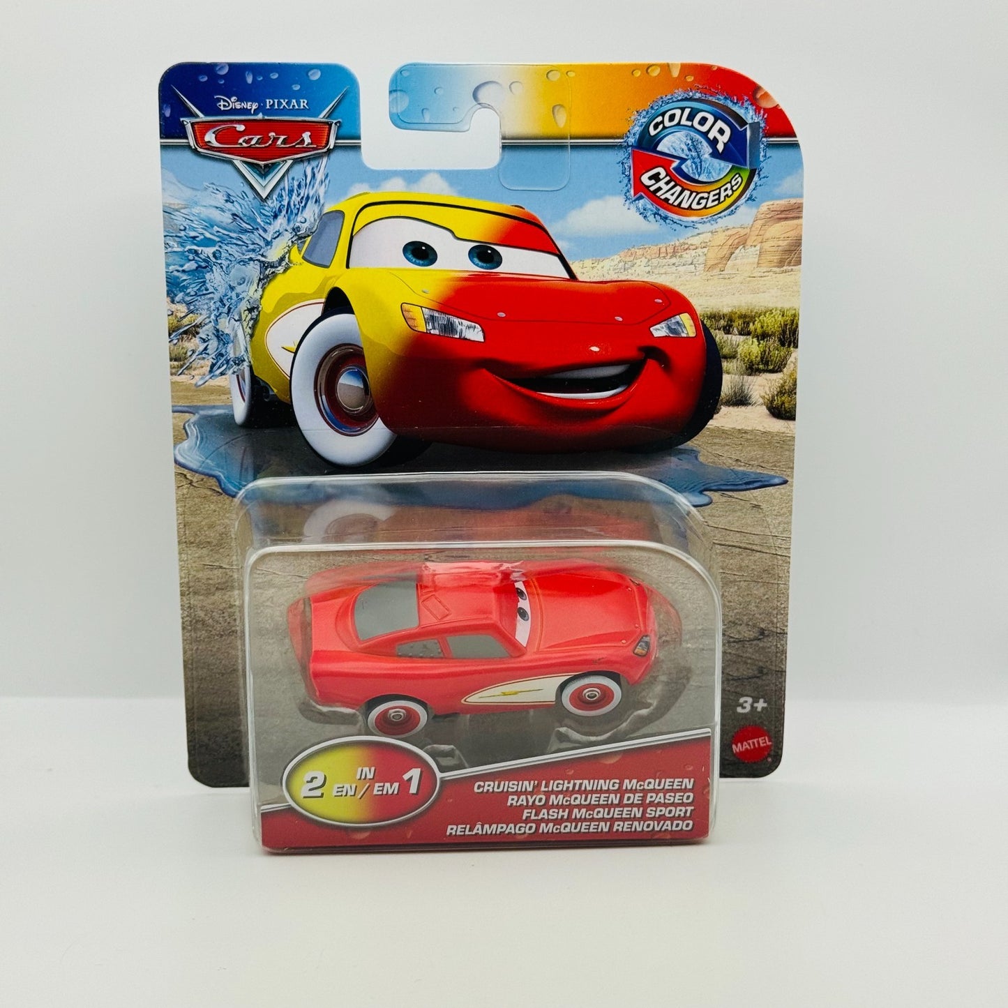 Disney Pixar Cars - COLOR CHANGERS CRUISIN' LIGHTNING MCQUEEN YELLOW- 1:55 Scale