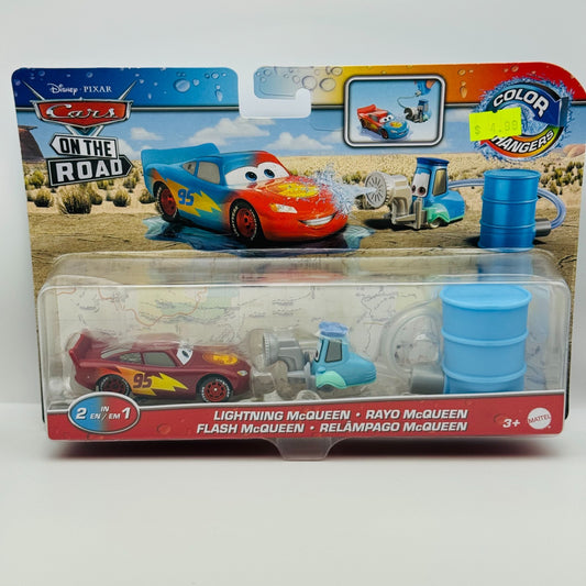 Disney Pixar Cars - COLOR CHANGERS MCQUEEN & HOSE GUIDO On The Road - 1:55 Scale