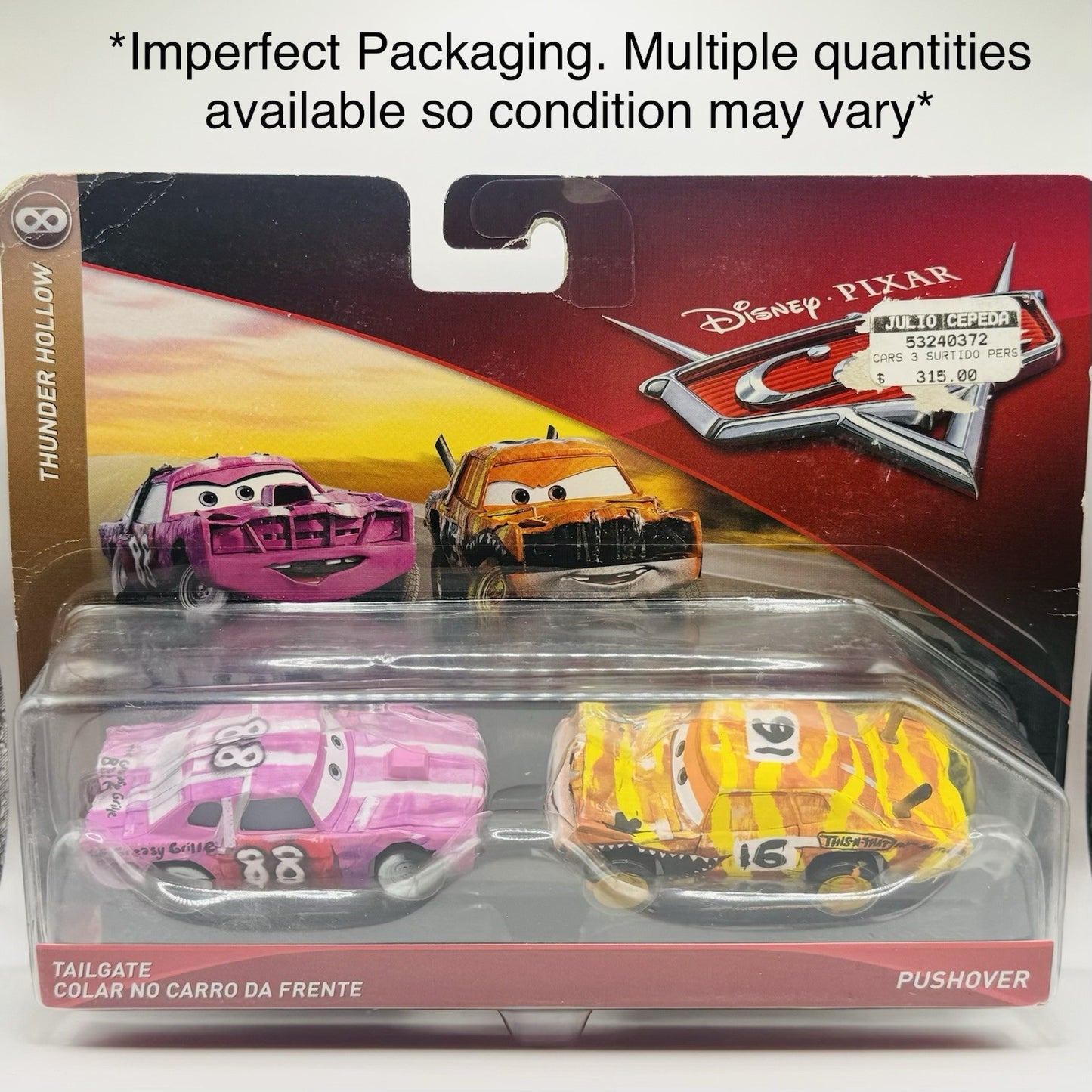 Disney Pixar Cars - TAILGATE & PUSHOVER Thunder Hollow Demo Derby - 1:55 Diecast