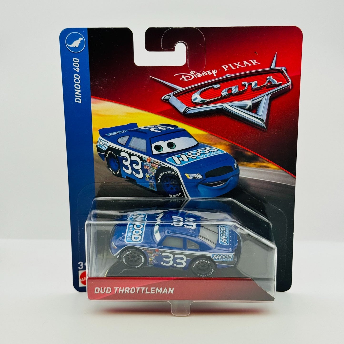 Disney Pixar Cars - DUD THROTTLEMAN MOOD SPRINGS Dinoco 400 2018 -1:55 Diecast