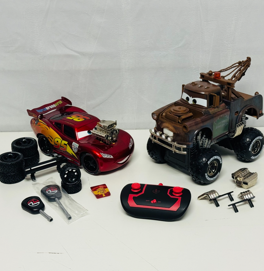 Disney Pixar Cars - RIDEMAKERZ RC WGP MCQUEEN & MONSTER TRUCK MATER - *SEE PICS*
