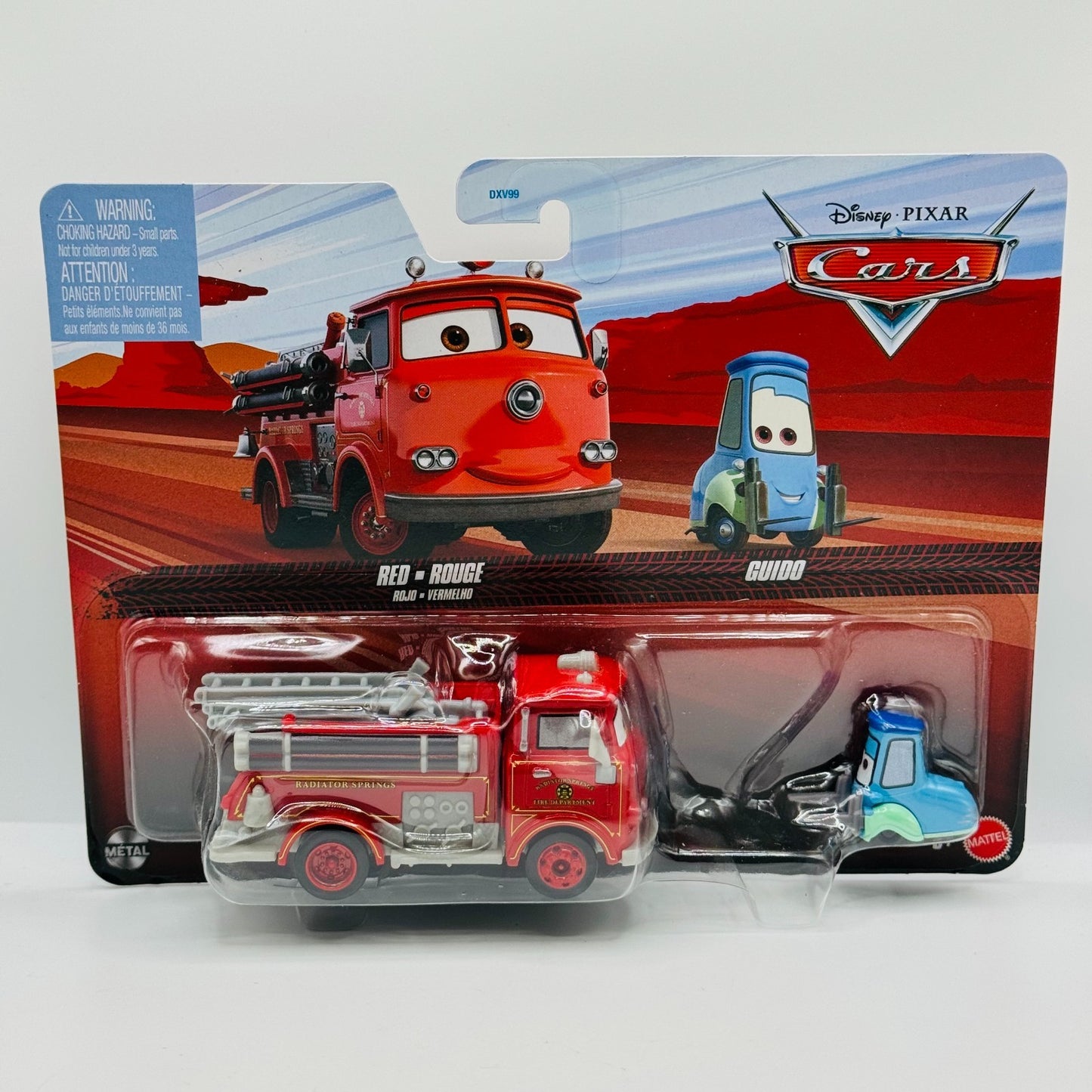Disney Pixar Cars - RED FIRETRUCK & GUIDO - 1:55 Diecast