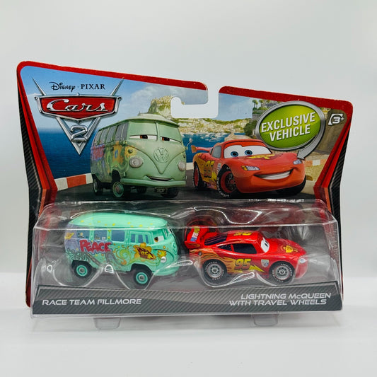 Disney Pixar Cars - RACE TEAM FILLMORE & MCQUEEN WITH TRAVEL WHEELS 1:55 Diecast