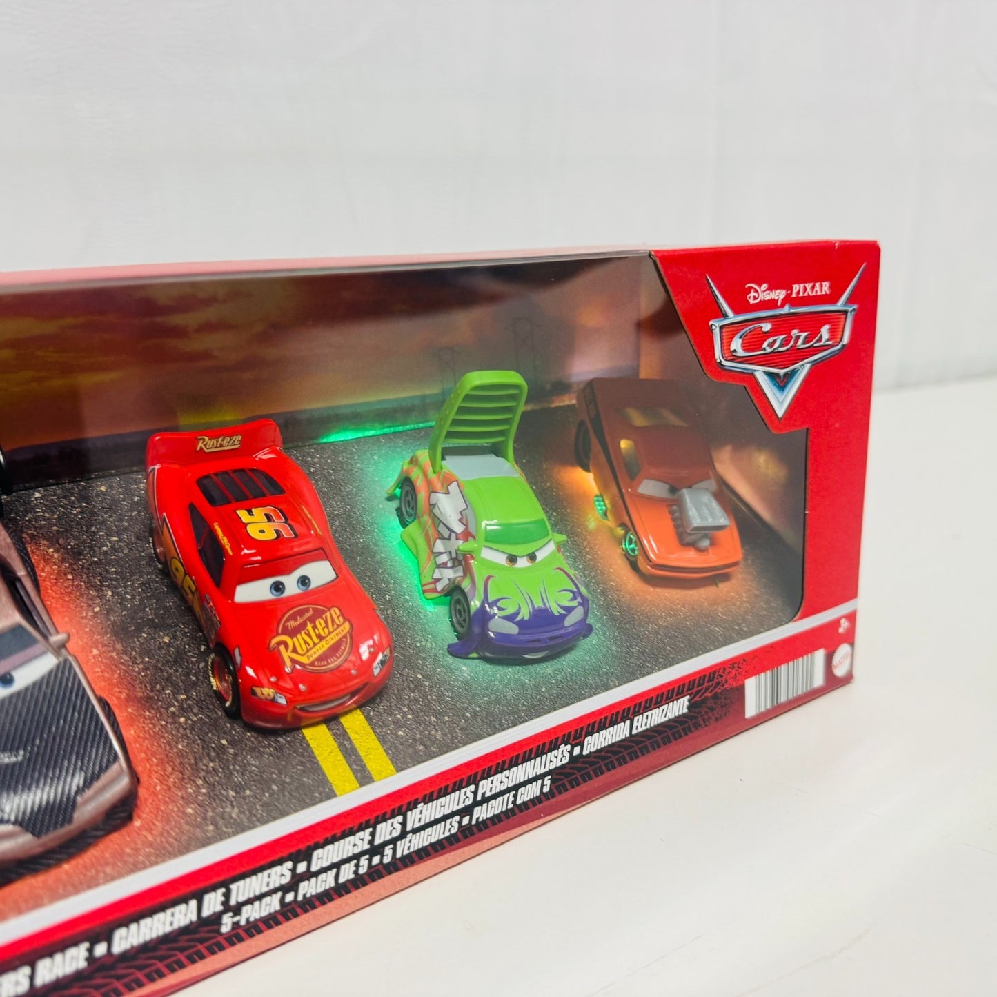 Disney Pixar Cars - TUNERS RACE 5-PK LIGHT UP BOX Boost Snot Rod DJ 1:55 Diecast