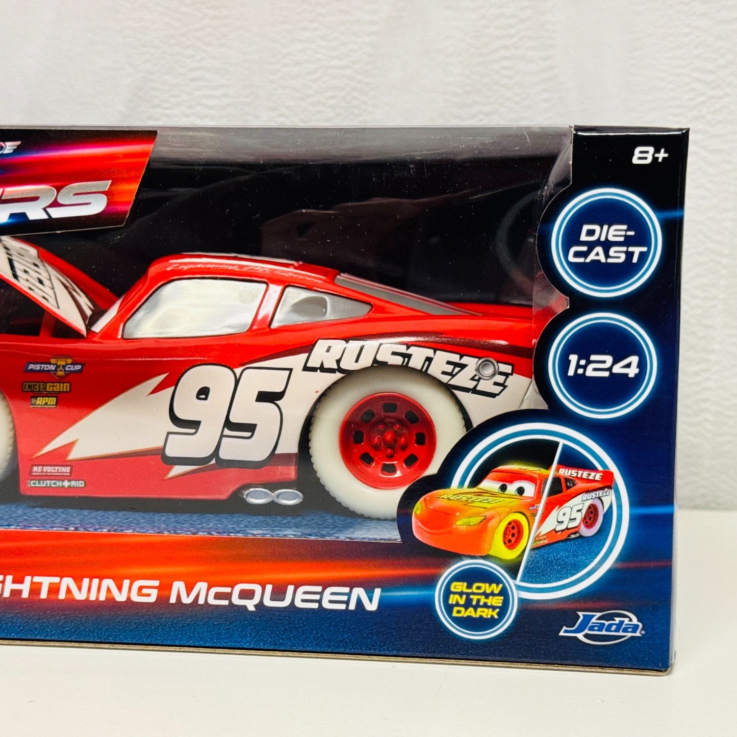 Disney Pixar Cars - JADA GLOW RACERS LIGHTNING MCQUEEN *VERY RARE*- 1:24 Diecast