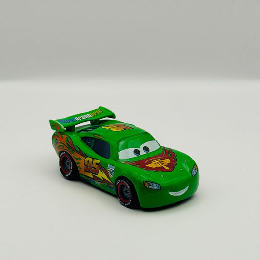 Disney Pixar Cars - GREEN WGP CARS 2 LIGHTNING MCQUEEN CUSTOM - 1:55 Diecast