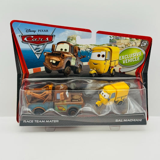 Disney Pixar Cars - RACE TEAM MATER & SAL MACHIANI APE Cars 2 2011 1:55 Diecast