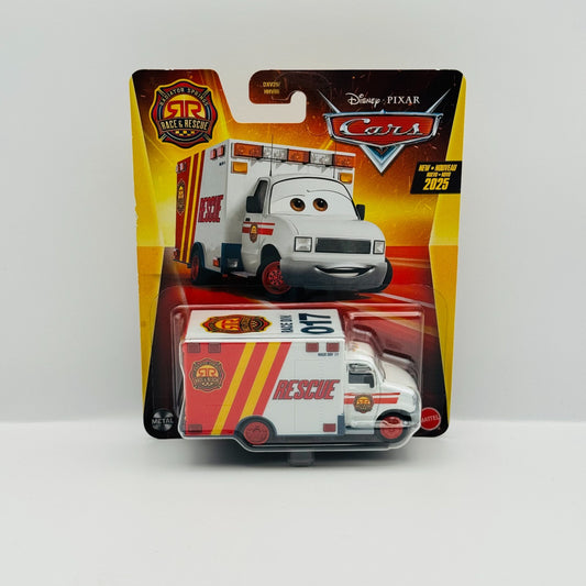 Disney Pixar Cars - RACE & RESCUE MORGAN MARTINS AMBULANCE - 1:55 Diecast