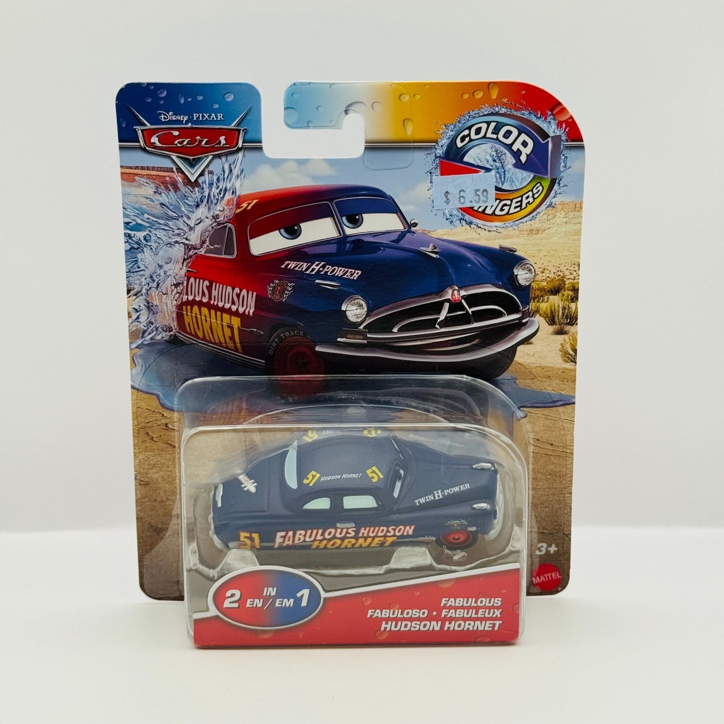 Disney Pixar Cars - COLOR CHANGERS FABULOUS HUDSON HORNET RED/BLUE - 1:55 Scale