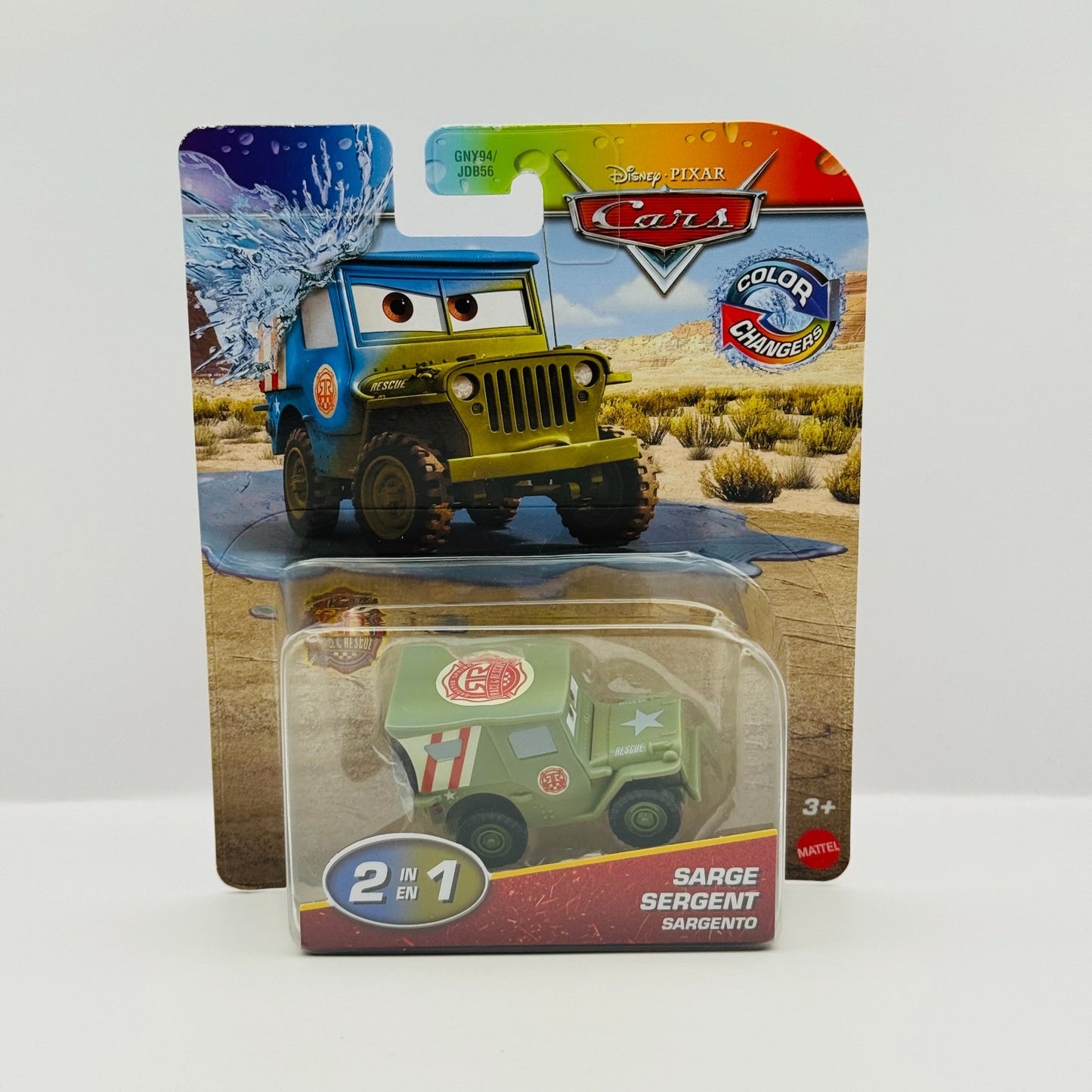 Disney Pixar Cars - COLOR CHANGERS RACE & RESCUE SARGE BROWN/ BLUE - 1:55 Scale