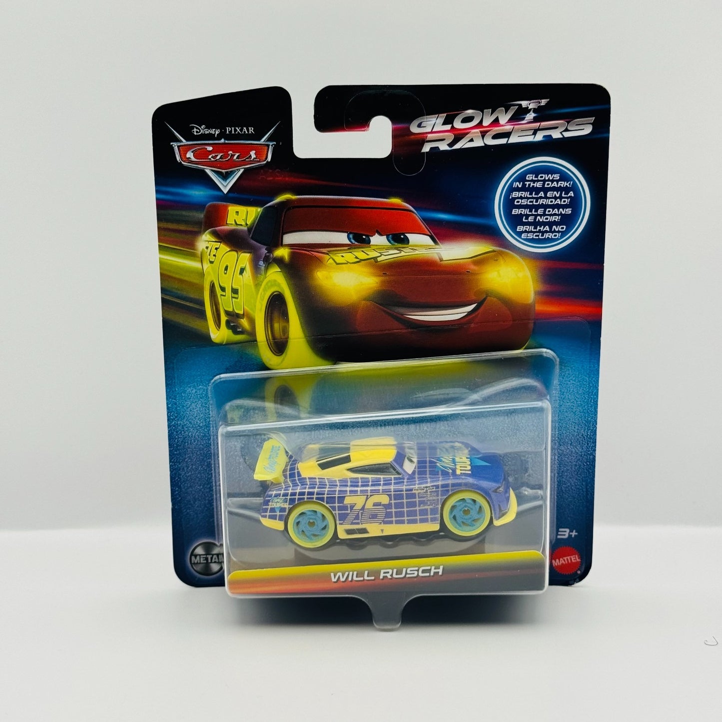 Disney Pixar Cars - GLOW RACERS WILL RUSCH (Glow In The Dark) - 1:55 Diecast
