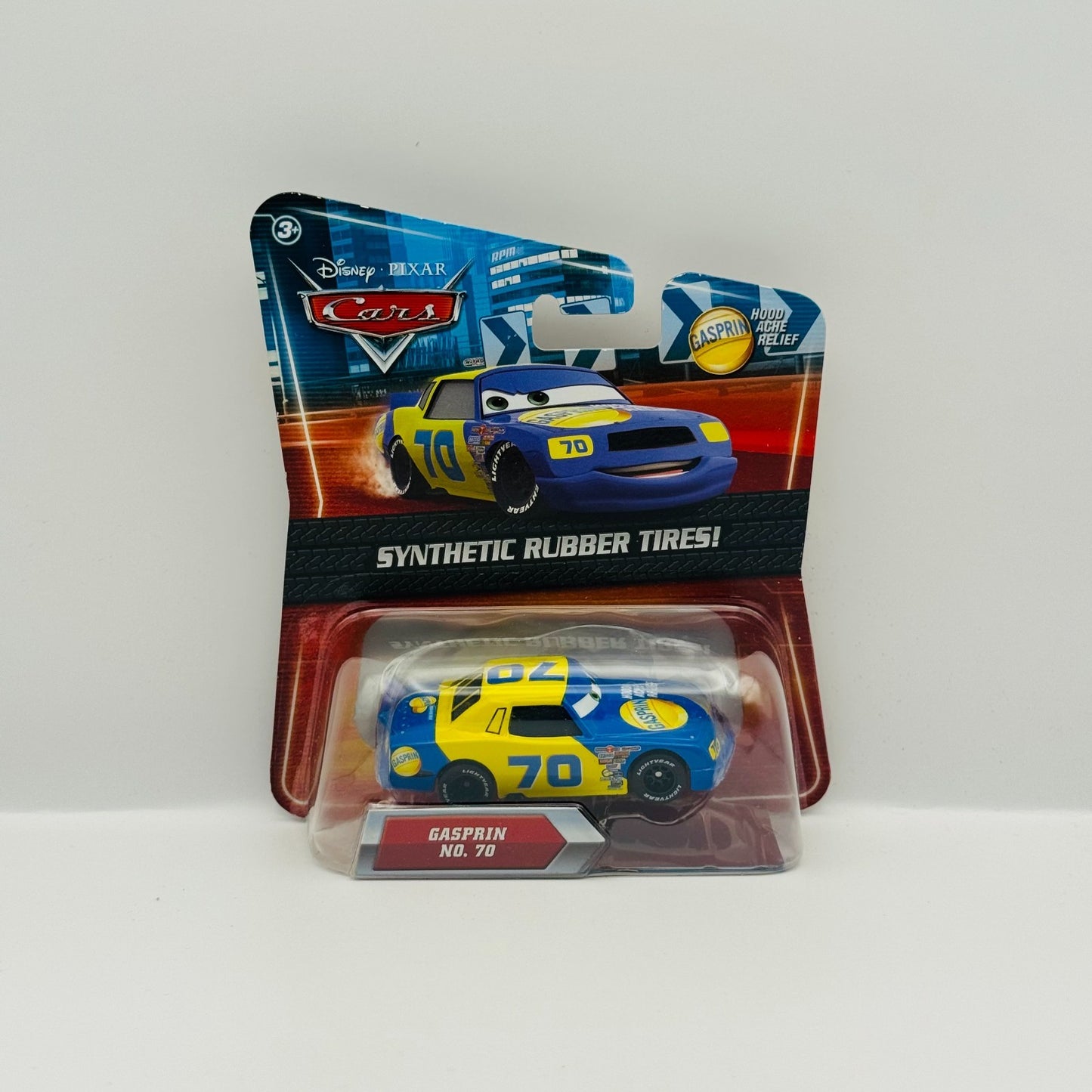 Disney Pixar Cars - GASPRIN FLOYD MULVIHILL Rubber Tires Piston Cup 1:55 Diecast