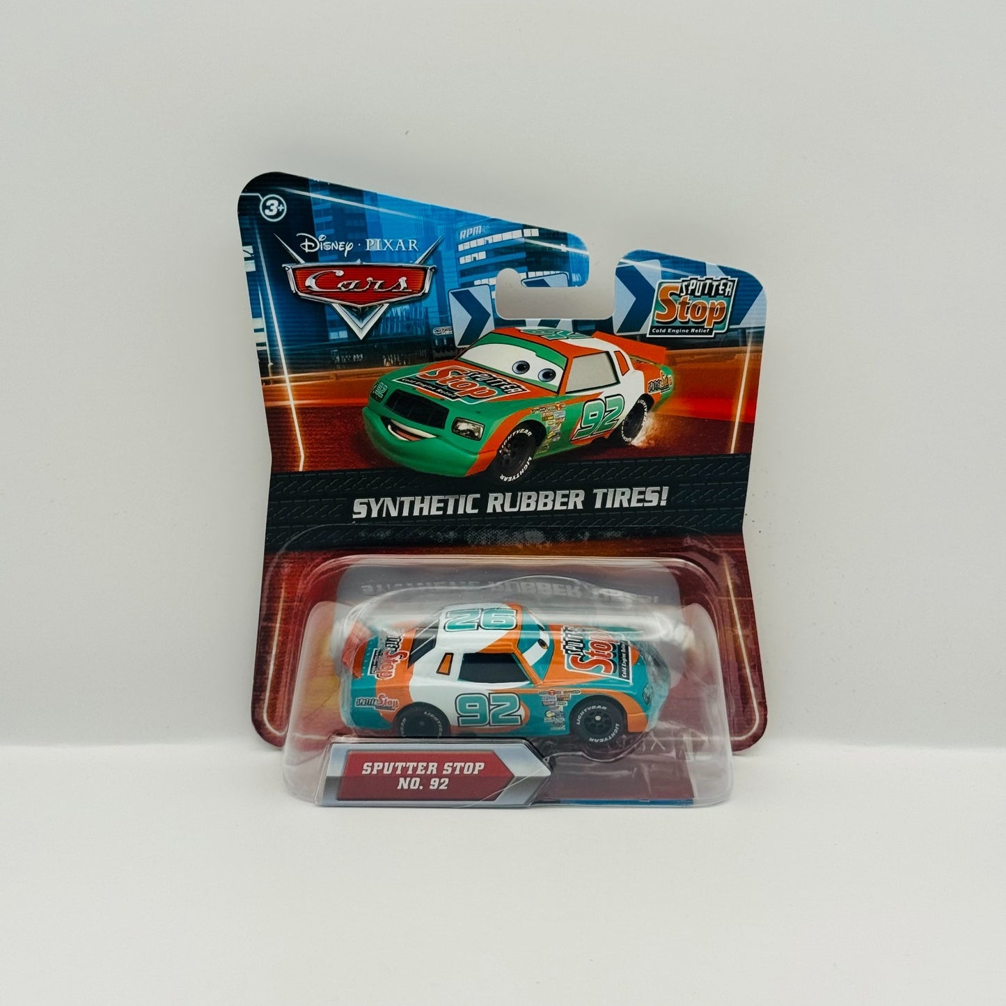Disney Pixar Cars - MURRAY CLUTCHBURN SPUTTER STOP Rubber Tires - 1:55 Diecast