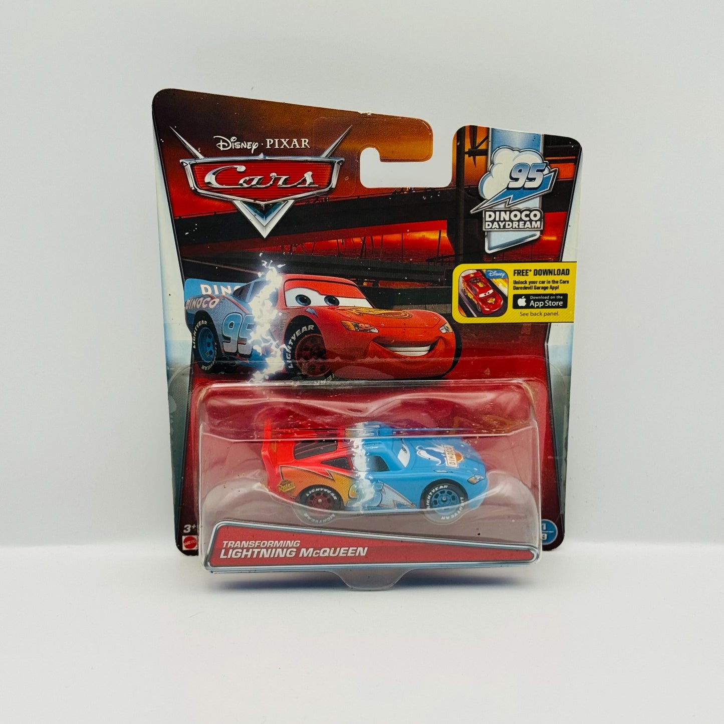 Disney Pixar Cars - TRANSFORMING LIGHTNING MCQUEEN Dinoco Daydream 1:55 Diecast