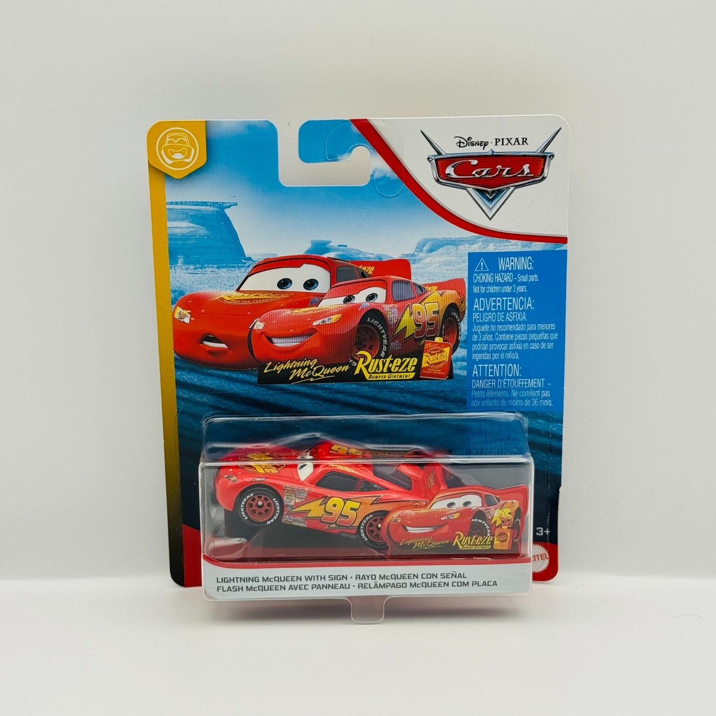 Disney Pixar Cars - MCQUEEN WITH SIGN Blue Desert 2020 - 1:55 Diecast