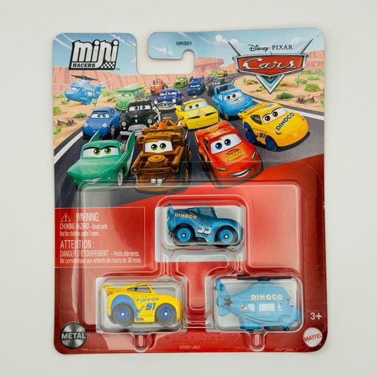 Disney Pixar Cars - Mini Racers METALLIC DINOCO MCQUEEN ROTOR CRUZ 3-PK -Diecast