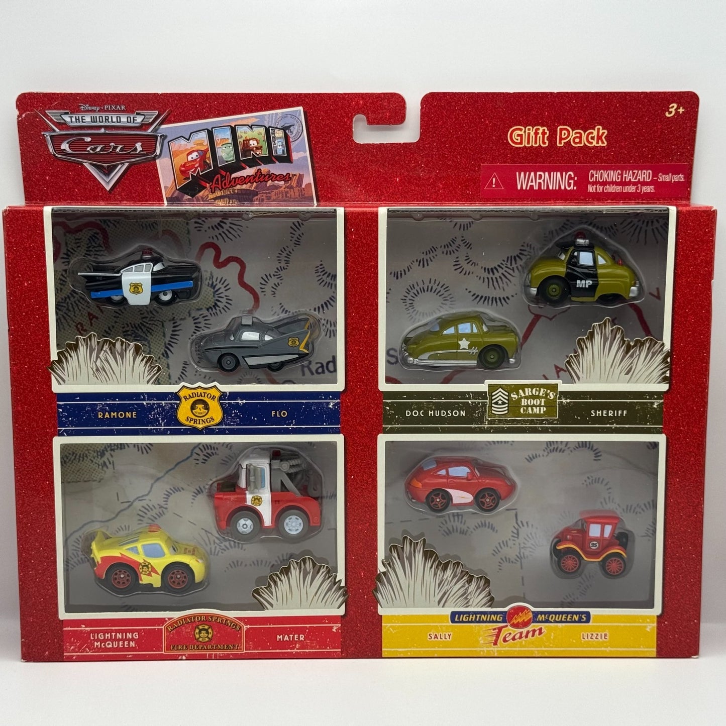 Disney Pixar Cars - Mini Adventures 8 CAR GIFT PACK FIRE DEPT POLICE BOOT CAMP