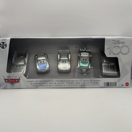 Disney Pixar Cars - DISNEY 100 5-PK SILVER MATER FLO RAMONE MCQUEEN 1:55 Diecast
