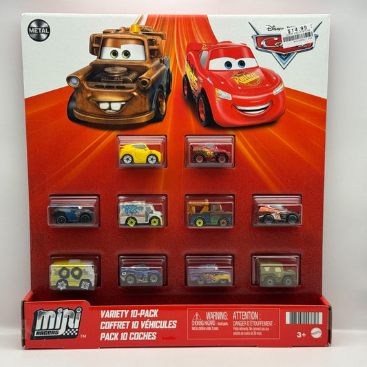 Disney Pixar Cars - Mini Racers 10-PK RUST-EZE MCQUEEN DR DAMAGE ARVY - Diecast