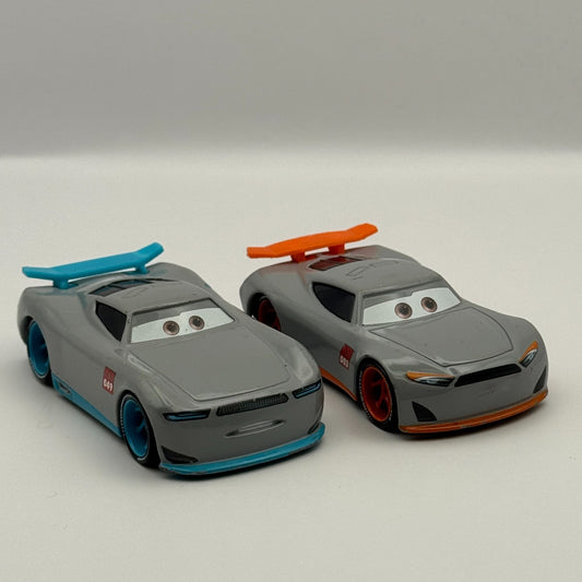 Disney Pixar Cars - GABRIEL & AIDEN ORANGE & BLUE TRAINEES RRC 2018 1:55 Diecast