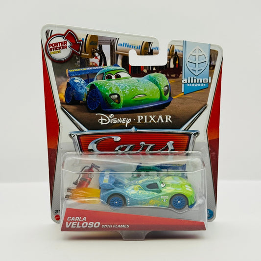 Disney Pixar Cars - CARLA WITH FLAMES STICKERS Allinol Blowout 2014 1:55 Diecast
