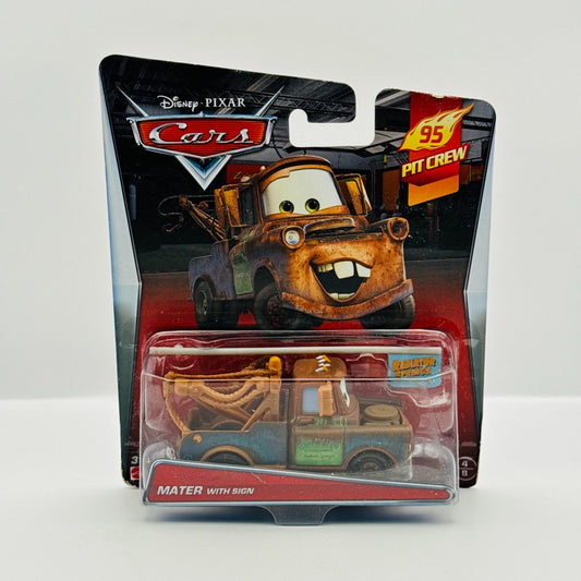 Disney Pixar Cars - MATER WITH SIGN 95 Pit Crew 2015 - 1:55 Diecast