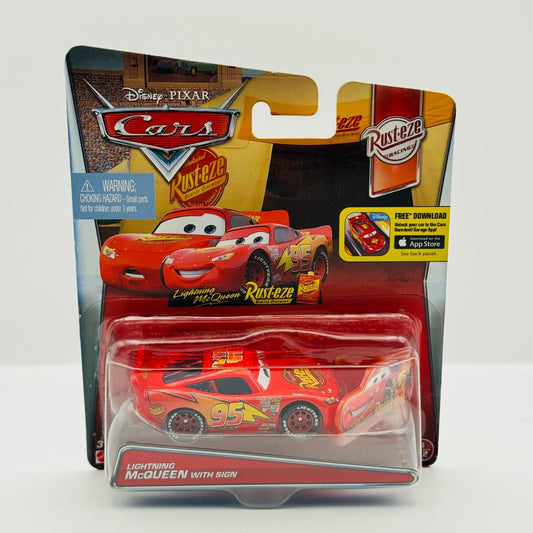 Disney Pixar Cars - MCQUEEN WITH SIGN Rusteze Racing 2016 - 1:55 Diecast
