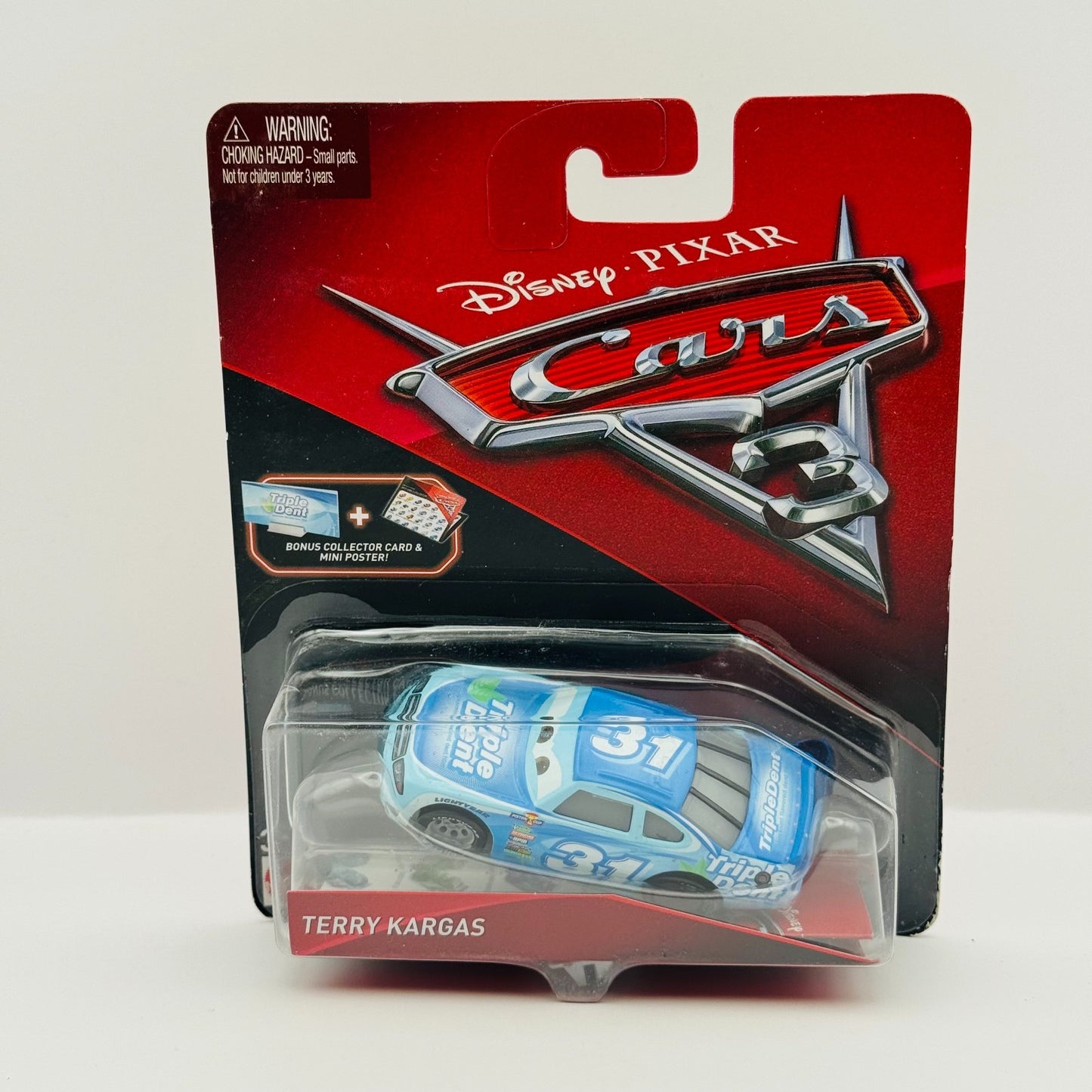 Disney Pixar Cars - TERRY KARGAS TRIPLE DENT COLLECTOR CARD 2017 - 1:55 Diecast