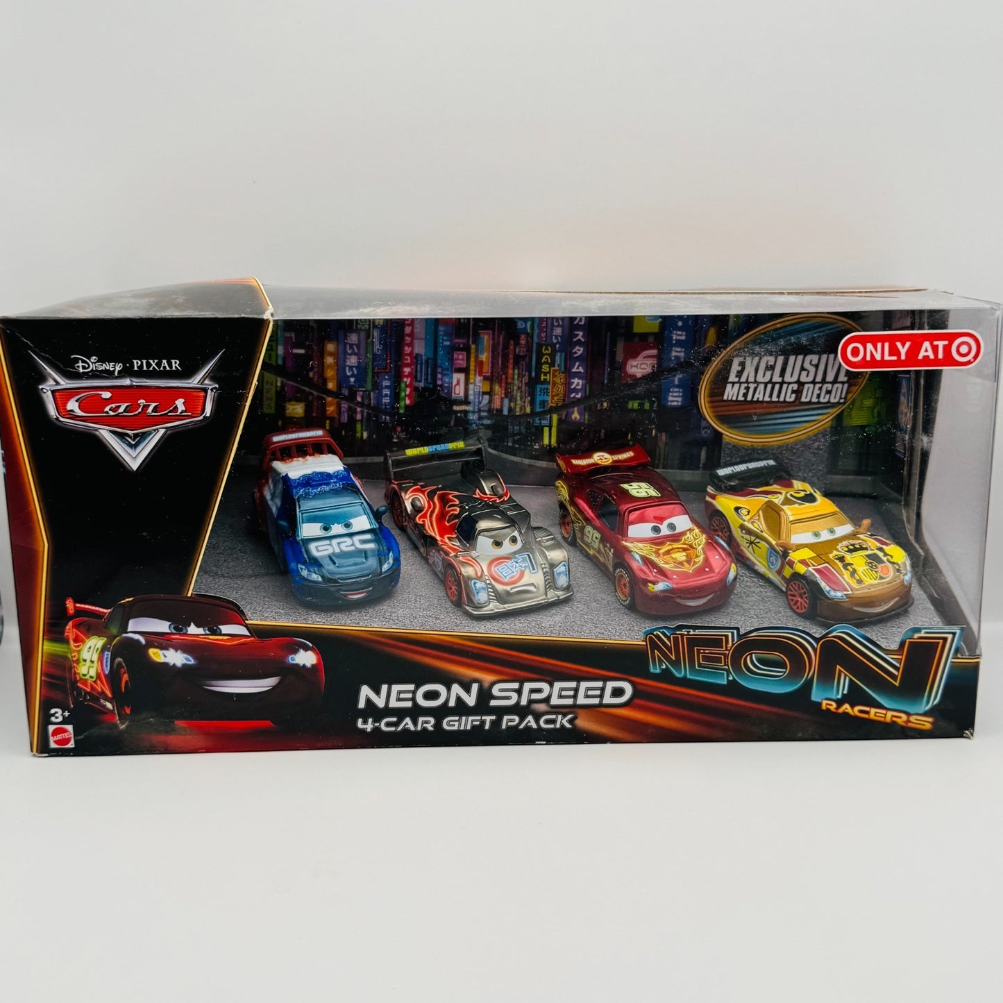 Disney Pixar Cars - NEON SPEED 4-PK NEON RACERS SHU MIGUEL MCQUEEN- 1:55 Diecast