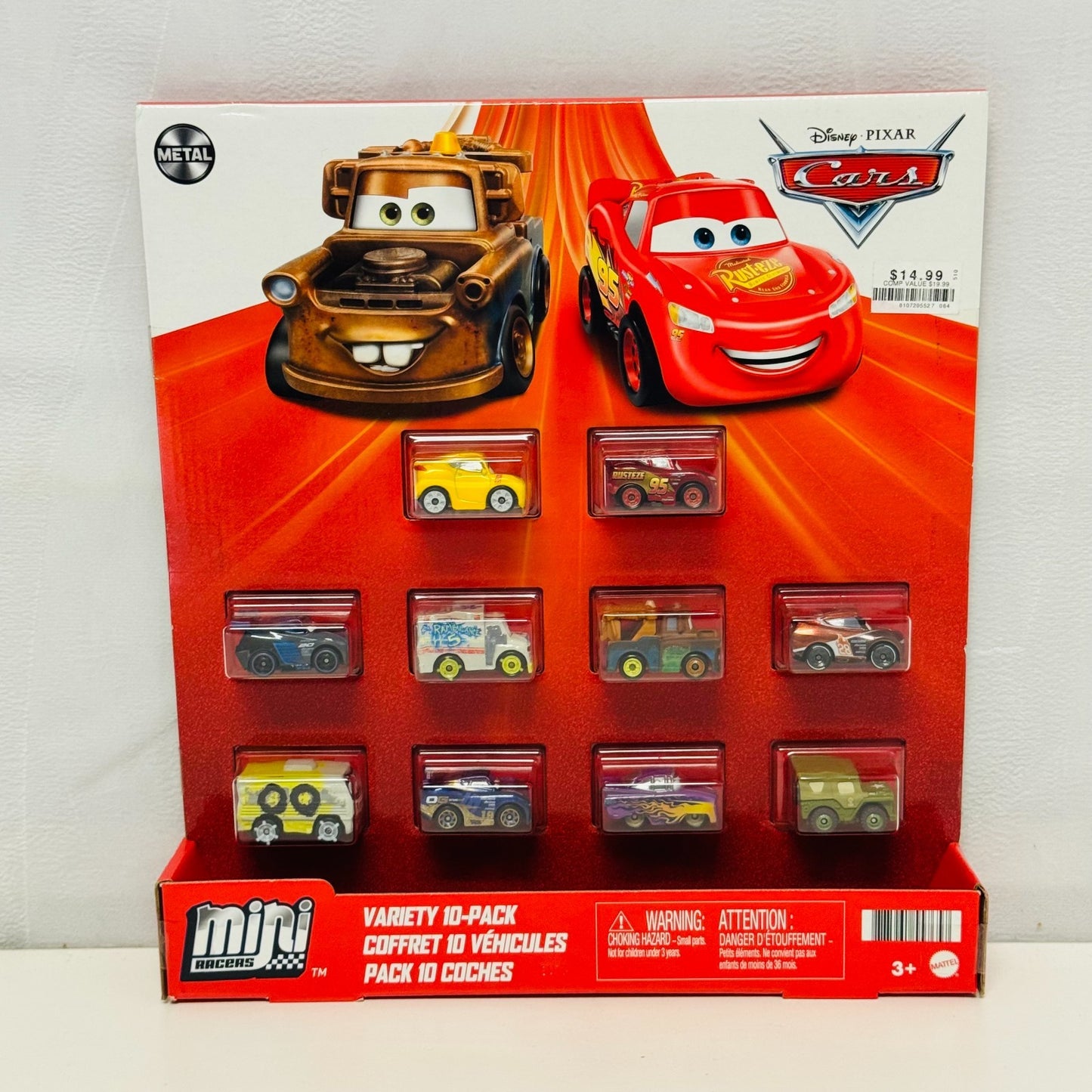 Disney Pixar Cars - Mini Racers VARIETY 10 PACK RUST-EZE MCQUEEN DR DAMAGE ARVY
