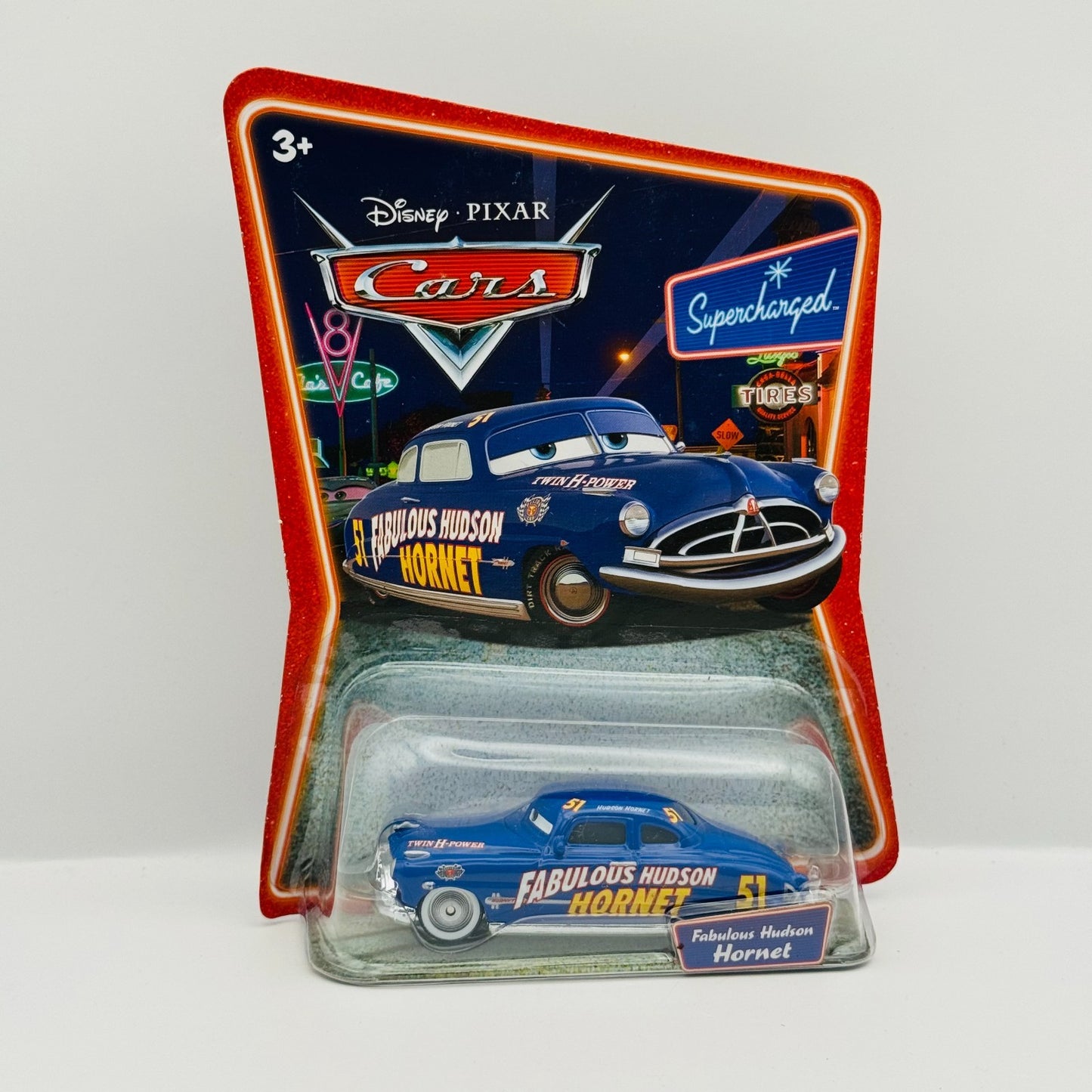 Disney Pixar Cars - FABULOUS HUDSON HORNET WHITEWALLS Supercharged- 1:55 Diecast