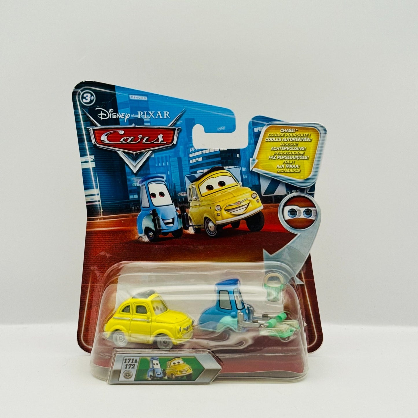 Disney Pixar Cars LENTICULAR GUIDO WITH PAINT ROLLERS LUIGI BUCKET 1:55 Diecast