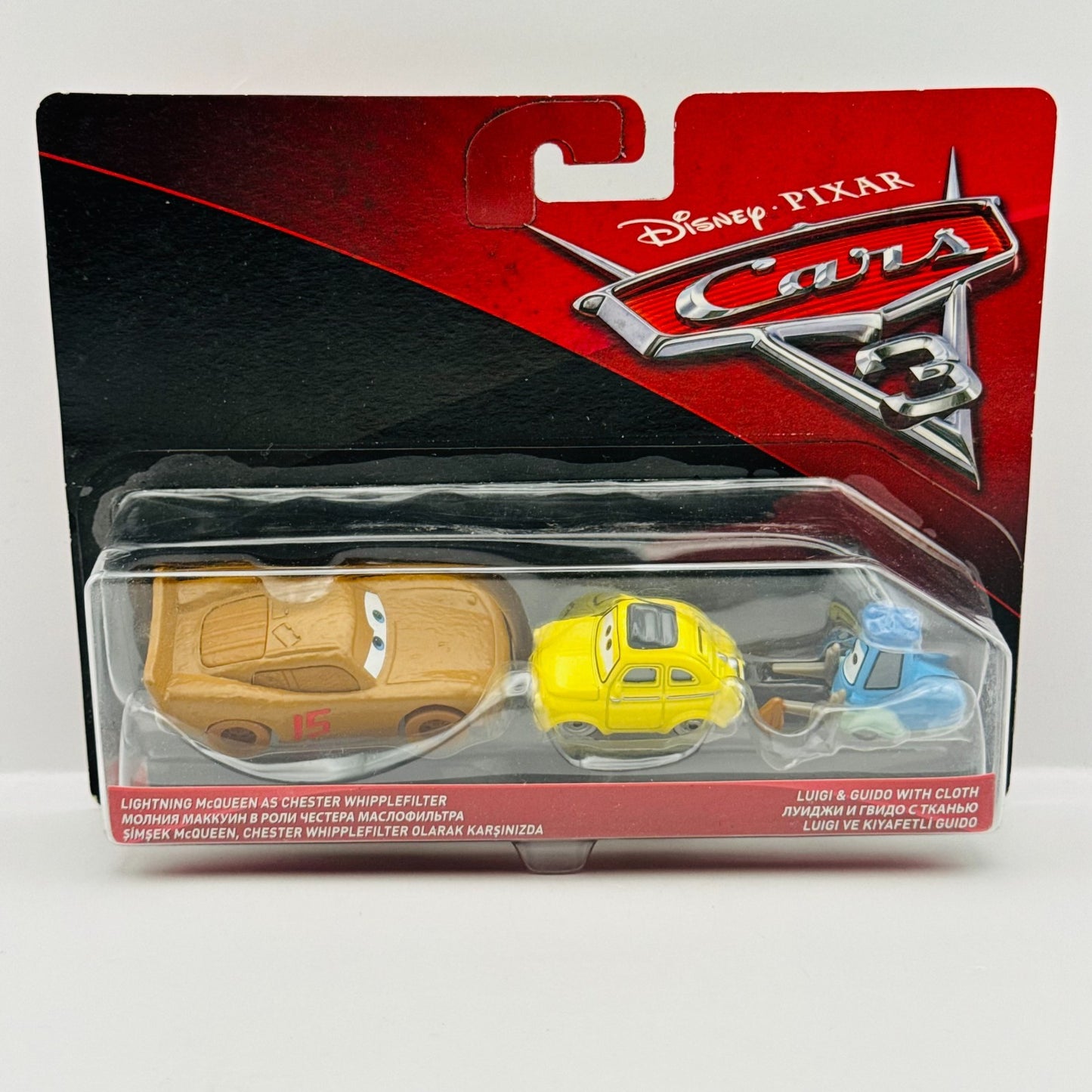 Disney Pixar Cars - CHESTER WHIPPLEFILTER & GUIDO WITH RAG Cars 3 - 1:55 Diecast