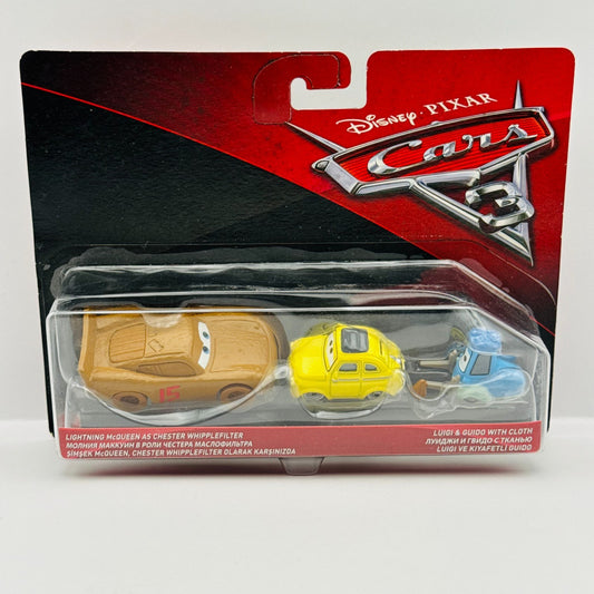 Disney Pixar Cars - CHESTER WHIPPLEFILTER & GUIDO WITH RAG Cars 3 - 1:55 Diecast