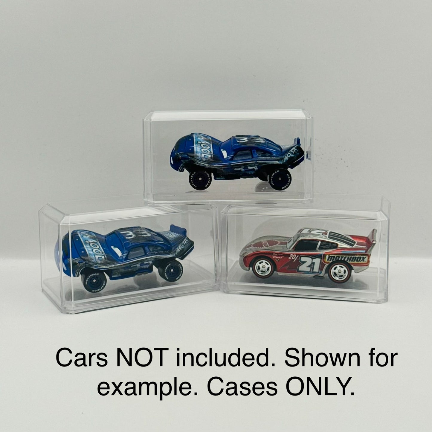 Disney Pixar Cars - SET OF 3 CLEAR ACRYLIC CASES FOR 1:55 Diecast